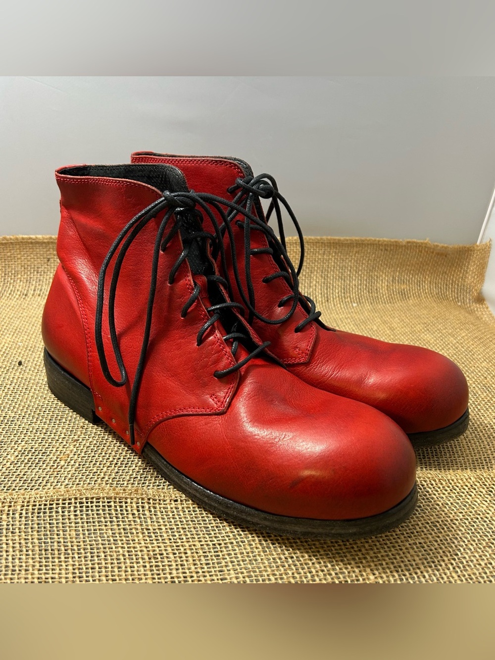Alexandre Plokhov Red Italian Made Ankle Boots Goatskin Leather EU 43 US 10